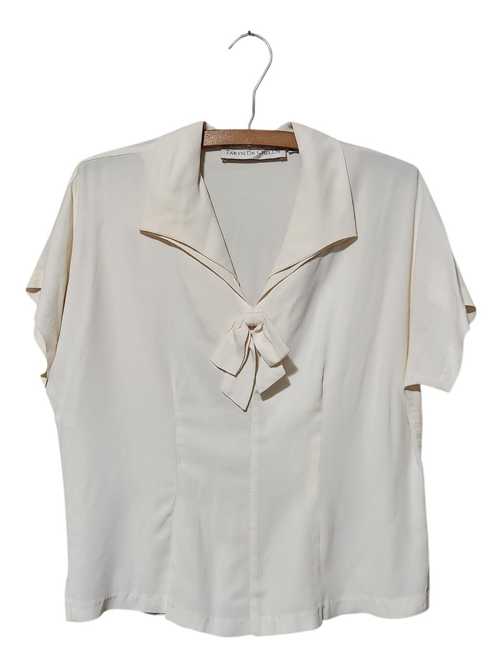 Vintage Taryn De Chellis Cream Pussybow Blouse Size 2